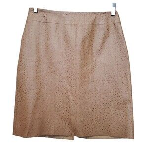 Express World Brand Brown Dotted Genuine Leather Lined Skirt Size 9/10 NWT  VTG